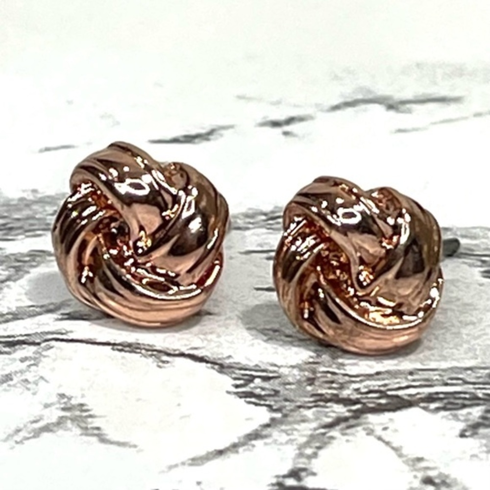 New - FORGET ME KNOT EARRINGS - ROSE GOLD PLATED - Picture 3 of 6